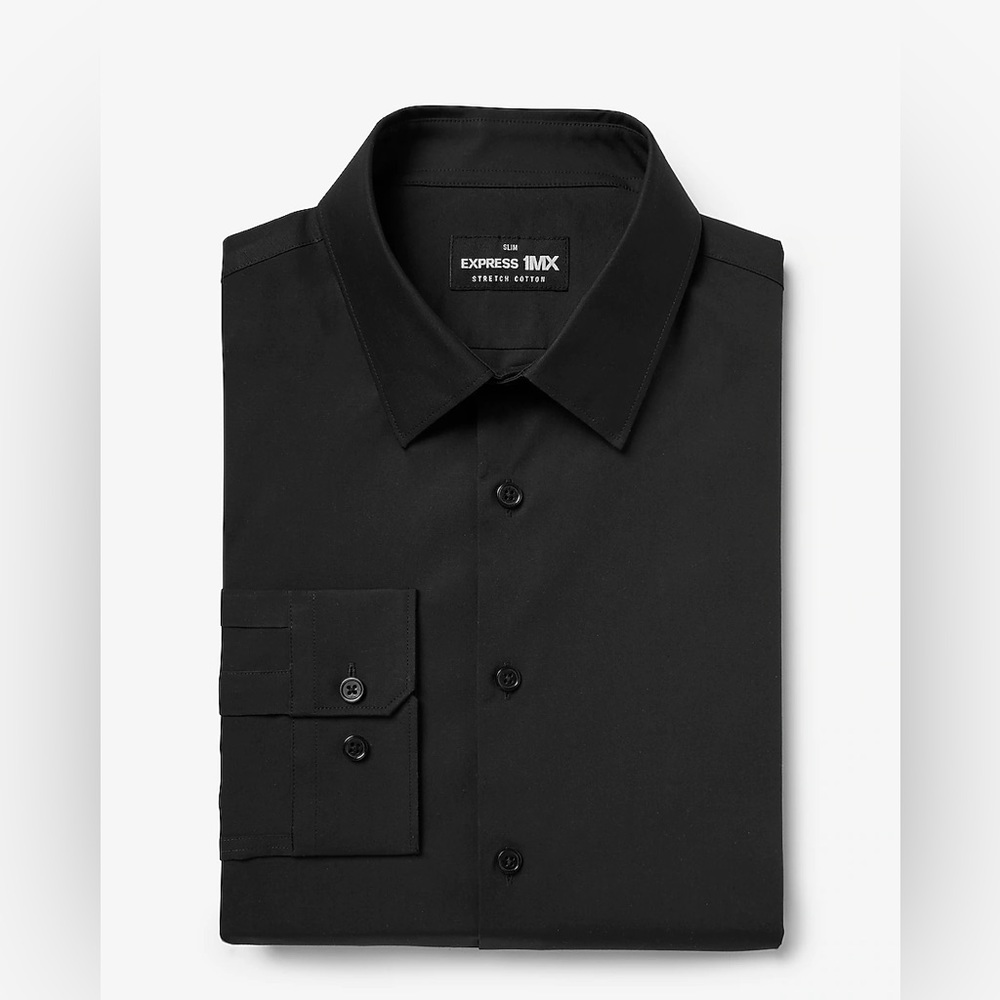 Express Slim 1MX Dress Shirt Black Medium